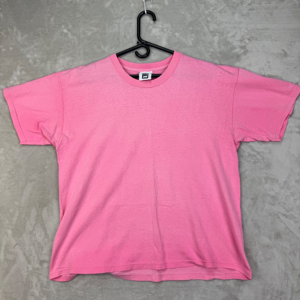 Lee Blank T Shirt Mens L Pink Boxy Heavy Cotton Vintage 90s Made in USA Plain